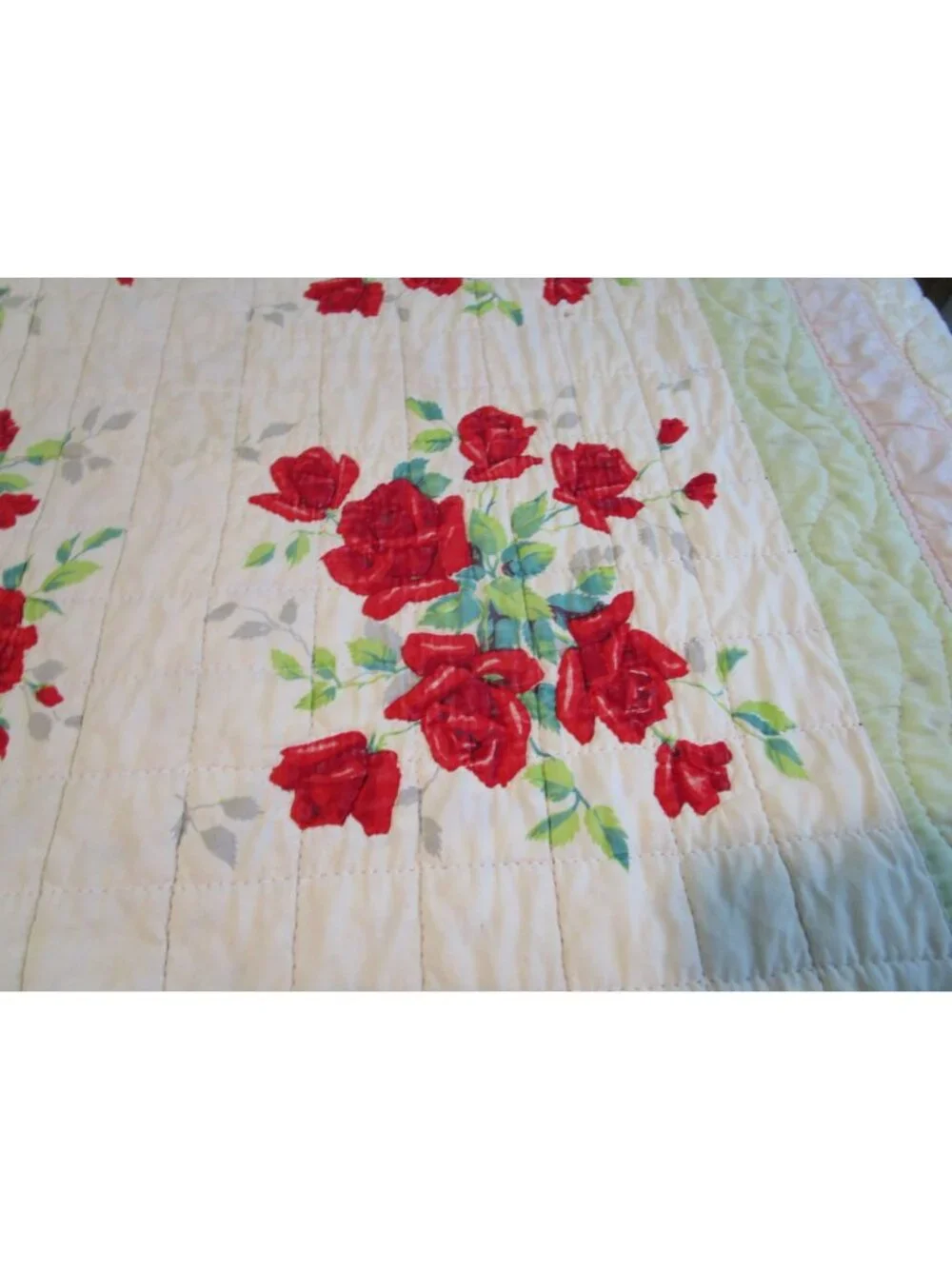 Vintage Wilendur Royal Rose Tablecloth Quilt Torn Damage 81x74 Cutter Quilt